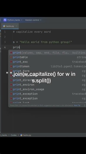 Capitalize every word in Python instantly! ✨ #python #pythontricks #learnpython #shorts #ai