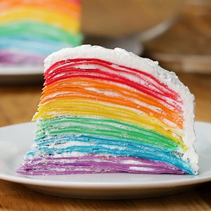 Rainbow Crepe Cake Recipe by Tasty