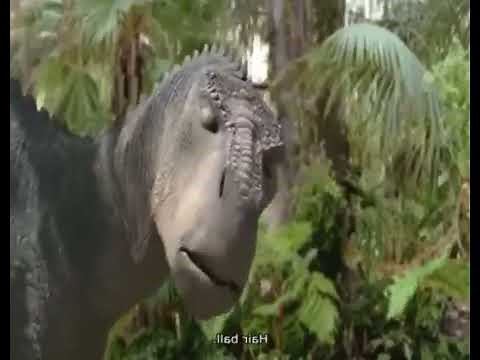 dinosaur playing with the lemurs