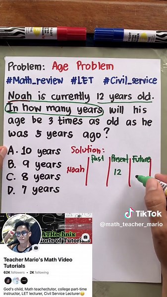 Solving Age Problem: Noah's Future Age Calculation | Teacher Mario