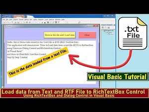 How to Load data from a text file to RichTextBox control using Dialog Control in Visual Basic Part-1