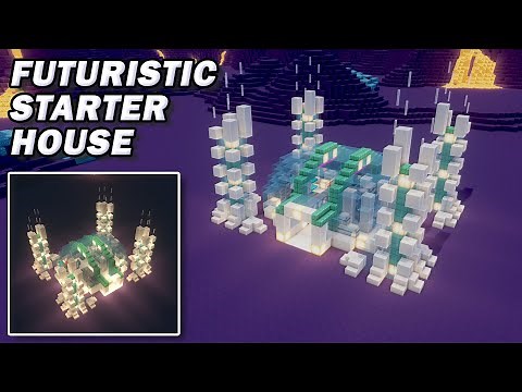 EASY Futuristic Minecraft Starter House - TUTORIAL - Futuristic Base Design