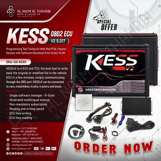 Kess V2 5.017 OBD2 ECU Programming Tool Tuning Kit With Red PCB / Master Version. #gskey #uae #key