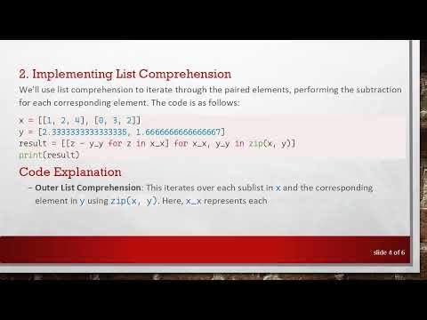 How to Subtract a List from a Nested List in Python