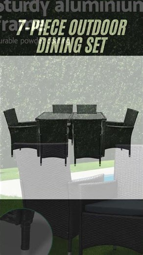 7PC Outdoor Dining Set – Modern Patio Furniture with Cushions