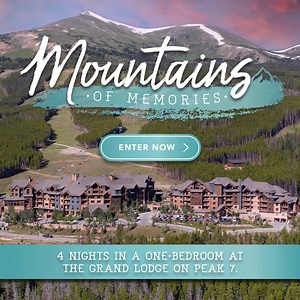 ⛷️ Enter to win a family vacation in Breckenridge, Colorado and create mountains of memories! • 4-night stay at our ski-in/ski-out resort • $1,000 cash for travel expenses (or anything you need) • Personalized gift basket | Grand Lodge on Peak 7