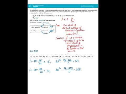 Percentiles, Elementary Statistics in ALEKS