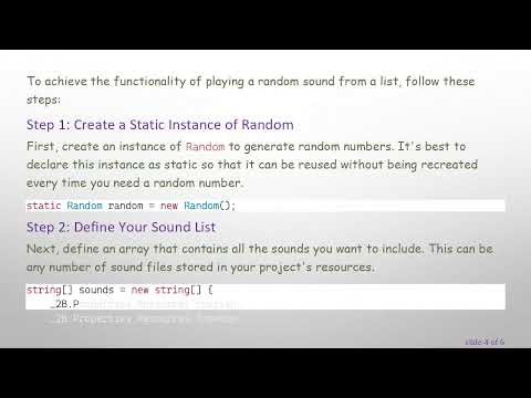 The Best Way to Add Multiple Sounds in C# and Play a Random One