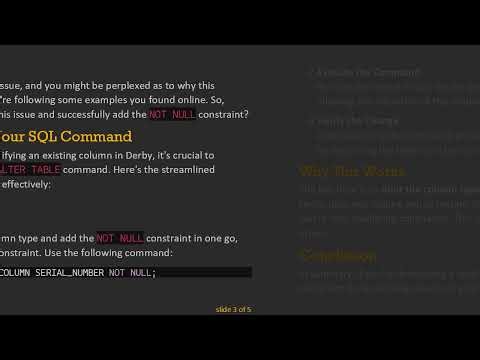 How to Add a NOT NULL Constraint to an Existing Column in Derby