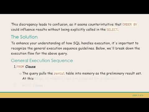 Understanding the SELECT and ORDER BY Execution Sequence in SQL