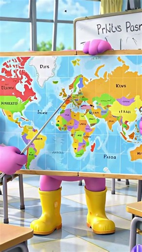 Pink alien school work map #animation