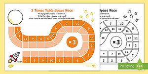 3 Times Table Space Race Worksheet
