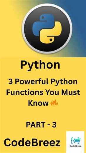 3 Powerful Python Functions(Part-3) You Must Know 🔥 (zip, map, filter) #python #shorts #coding