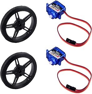 FS90R Micro Continuous Rotation Servo Analog Motor 360 Degree + RC Tire Wheel for Arduino Microbit Smart Car Robot (Pack of 2)