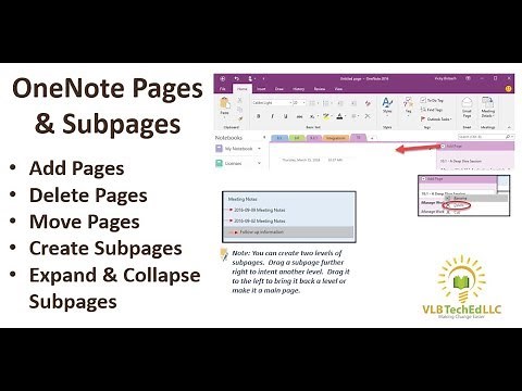 OneNote Pages and Subpages