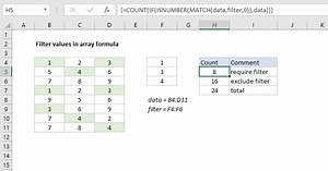 Filter values in array formula