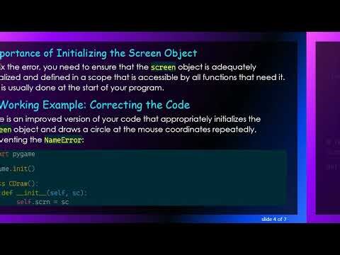 Understanding the NameError in Pygame: Why is screen Not Defined?