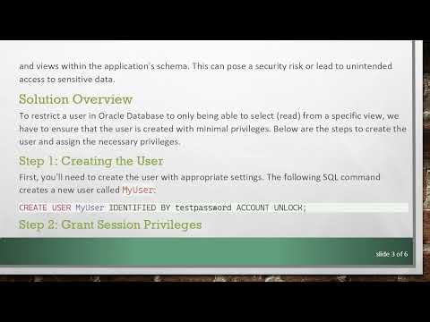 Granting Read Only Access to a Specific View for Oracle DB Users