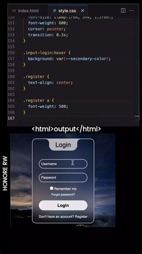 Responsive Login Form Using Pure HTML & CSS 😍 | Web Design #Shorts