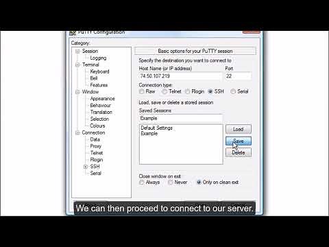 How to load, save or delete server connection settings in PuTTY