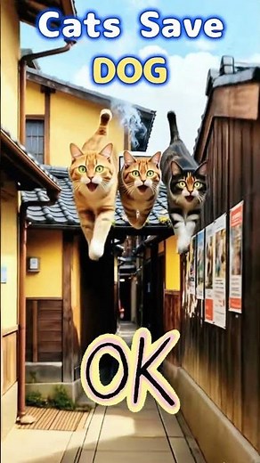 Cats Save Dog: Unbelievable Rescue Moments! #cat #dog #viralshorts #shortsfeed