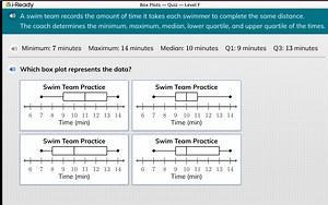i-ReadyBox Plots - Quiz - Level FA swim team records the amo... | Filo