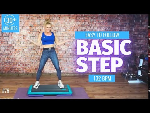 30 Minute Basic Step aerobics Workout Cardio FUN!! 132 BPM Step CLASS!!