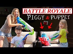 Roblox Piggy & Puppet Battle Royale in Real Life! Defeating Piggy, Elmo & Cookie Monster!