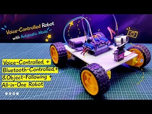 Arduino obstacle avoiding + Voice control + Bluetooth control Robot | DIY Arduino Robot | BlueBot
