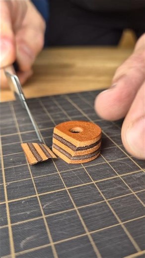 Made a leather bead for edc people #asmr #leathercraft #edc