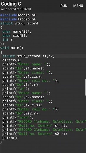 c programme | Struct | coding