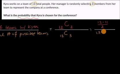 Probability with combinations example: choosing groups