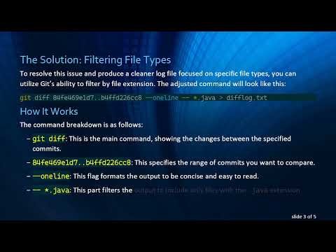 Generate a Log File of Selected File Types Between Two Commits in Git