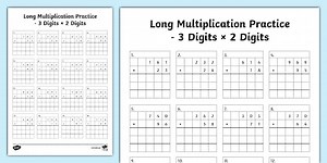 Long Multiplication Worksheet - 3 Digits x 2 Digits