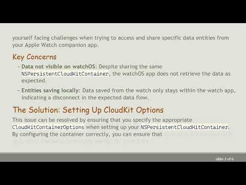 Sharing Data Between iOS and watchOS Using Core Data and CloudKit