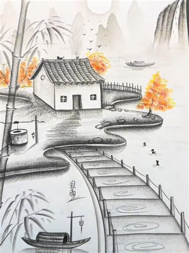 How To Draw a Beautiful Village ✏️ . . . #sketch #drawingforbeginners #artistsoftiktok #howtodraw #pencildrawings