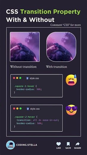 CSS transition property with & without 🫵🏻