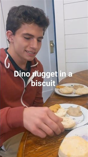 Dino nugget in a biscuit