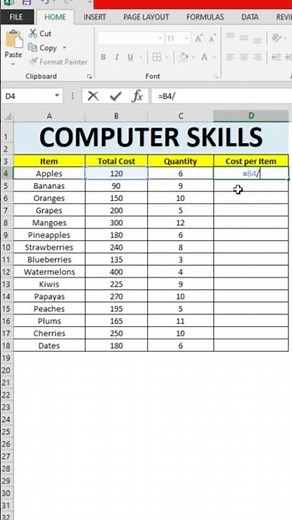 How to Use Division Formula in Excel