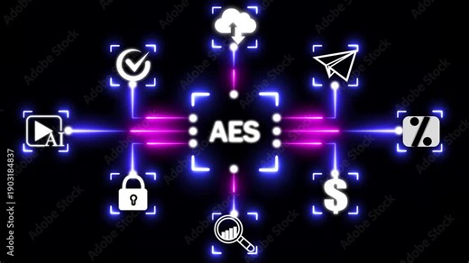 Advanced Encryption Standard A E S Secure Data algorithm big data cloud protect, 3d render, access.