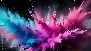 Cloud of exploding colored paint