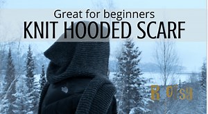 DIY Easy Knit Hooded Scarf with Video and Free Pattern