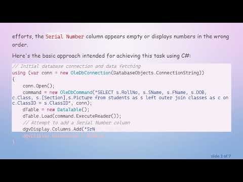 Adding a Serial Number Column to a DataGridView in C# WinForms