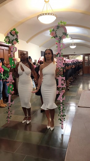 Congratulations to the newest members of Alpha Kappa Alpha Sorority, Inc. Beta Eta Chapter 🩷💚 welcome to our sisterhood pretty girls 🫶🏽 #alphakappaalpha #1908 #aka1908 #probate #probateseason #greeklife #d9greeks