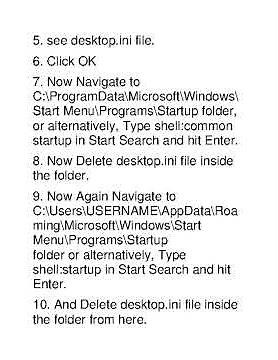 How to Solve desktop.ini file open at startup on windows 10