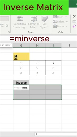Inverse of a matrix in Excel #excel #exceltips #spreadsheet #googlesheets #exceltricks #microsoft