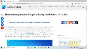 Aero Peek or Show desktop button not working or missing in Taskbar in Windows 11/10