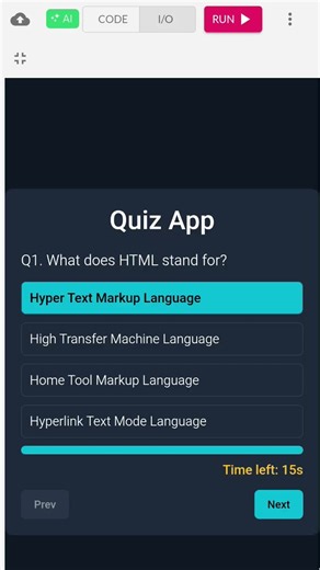 📝 Quiz App using HTML CSS JavaScript | Full Project 🚀 #coding