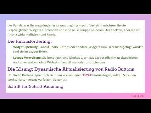 Dynamische Erstellung von Radio Buttons in wxPython