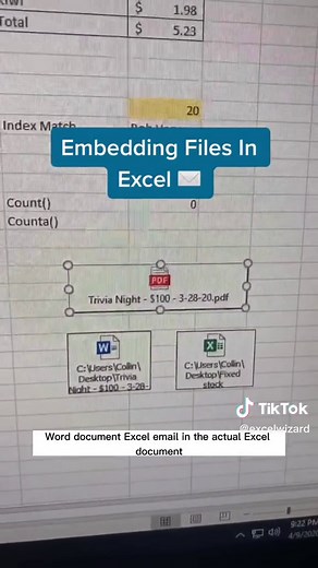 Embedding Files in Excel📚 #excel #exceltip #exceltipsandtricks #microsoftexcel #exceltips #excelforbeginners